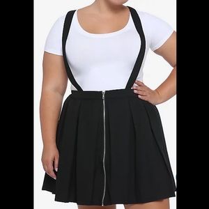 Zipper Front Skirt with Suspenders